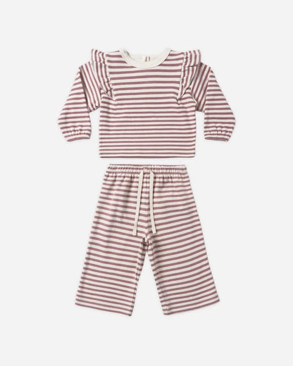 Ruffle Cozy Set | Mulberry Stripe