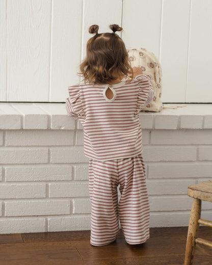 Ruffle Cozy Set | Mulberry Stripe
