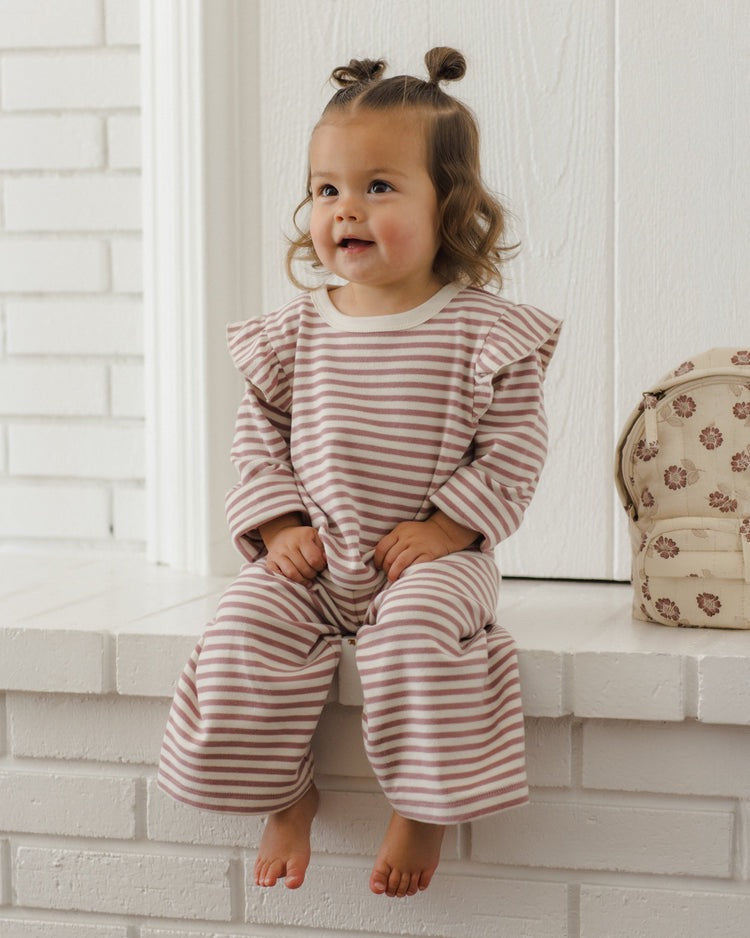 Ruffle Cozy Set | Mulberry Stripe