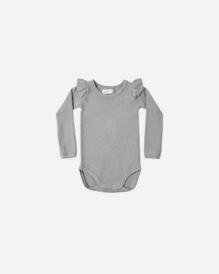 Shoulder Ruffle Bodysuit + Legging | Dusty Blue