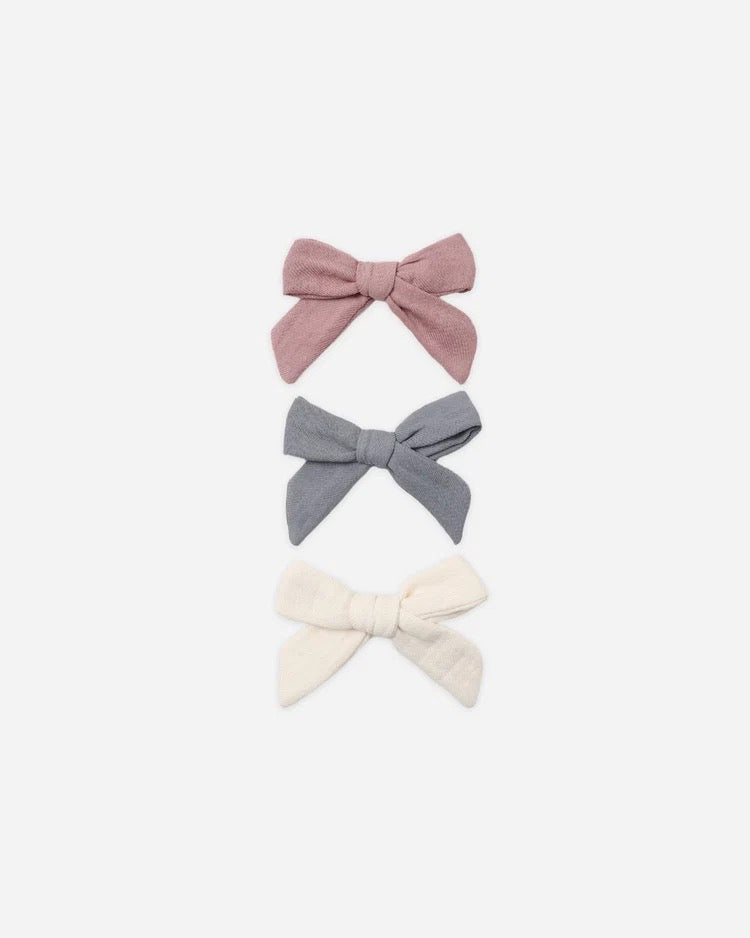 Bow W. Clip, Set Of 3 | Mulberry + Slate + Natural