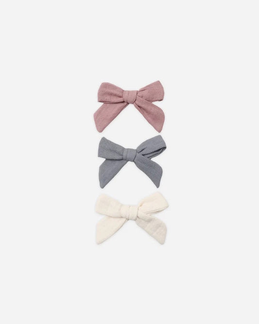 Bow W. Clip, Set Of 3 | Mulberry + Slate + Natural