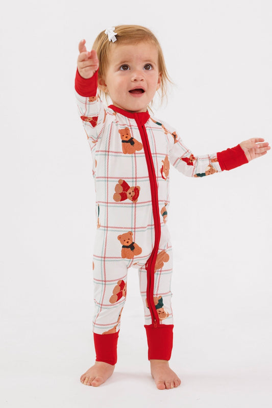 Cozy Christmas Bears Zipper Romper