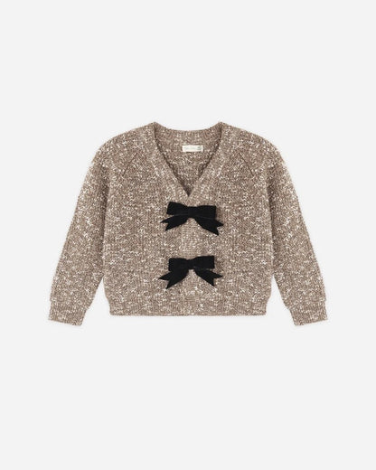 Bow Cardigan | Heathered Stone