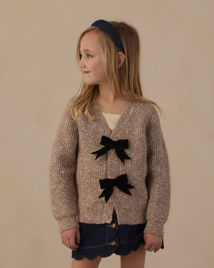 Bow Cardigan | Heathered Stone