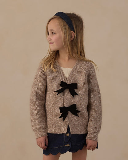 Bow Cardigan | Heathered Stone