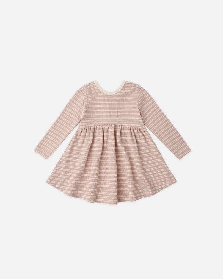 Ribbed Long Sleeve Dress | Dusty Rose Microstripe