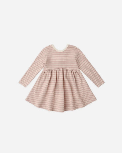 Ribbed Long Sleeve Dress | Dusty Rose Microstripe