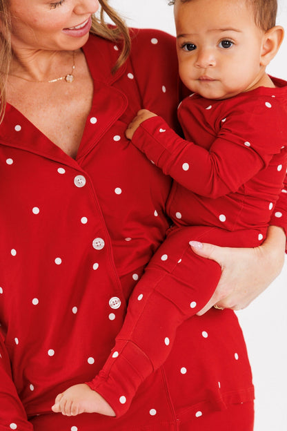 Ruby Polka Dot Women's Long Sleeve Ruffle Set