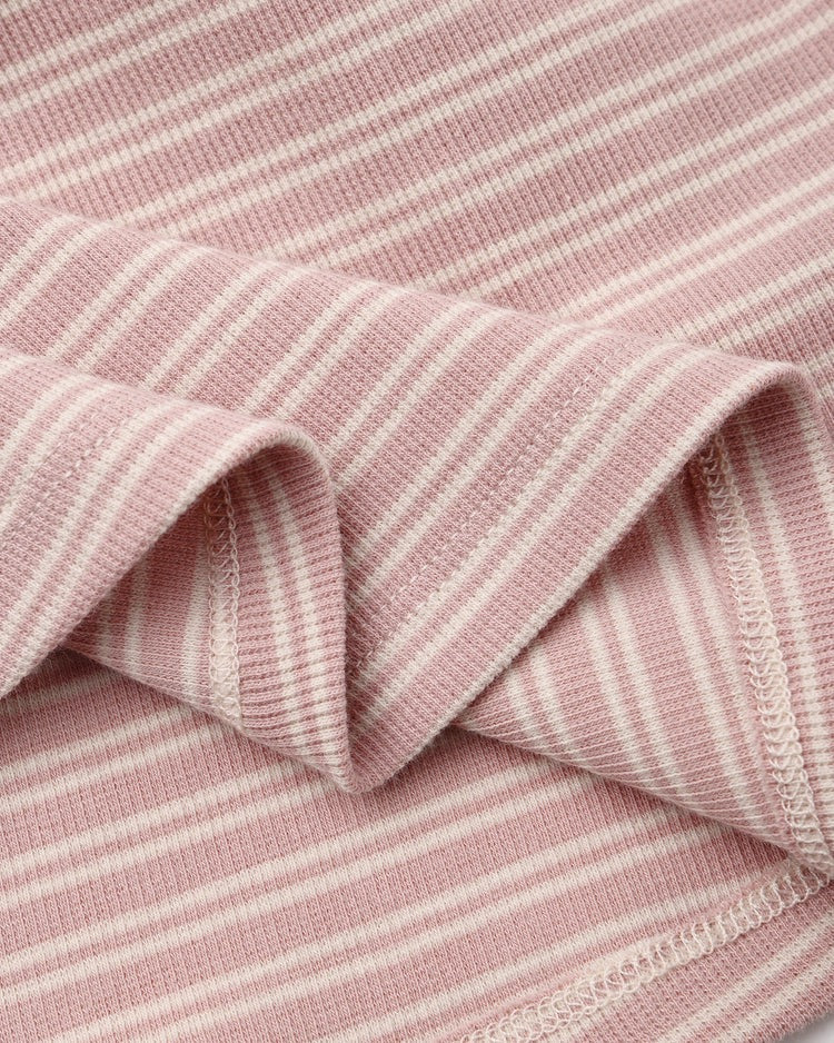 Ribbed Long Sleeve Dress | Dusty Rose Microstripe