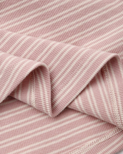 Ribbed Long Sleeve Dress | Dusty Rose Microstripe