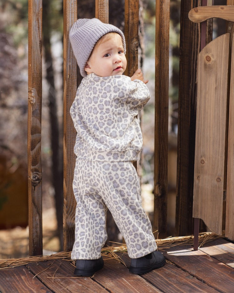 Oversized Sweatshirt + Wide Leg Sweatpants | Blue Leopard