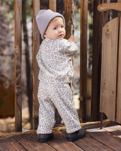 Oversized Sweatshirt + Wide Leg Sweatpants | Blue Leopard