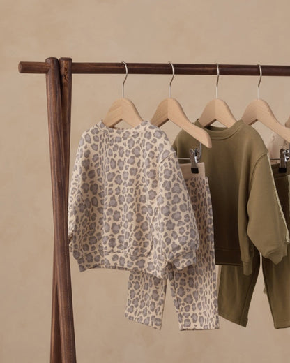 Oversized Sweatshirt + Wide Leg Sweatpants | Blue Leopard