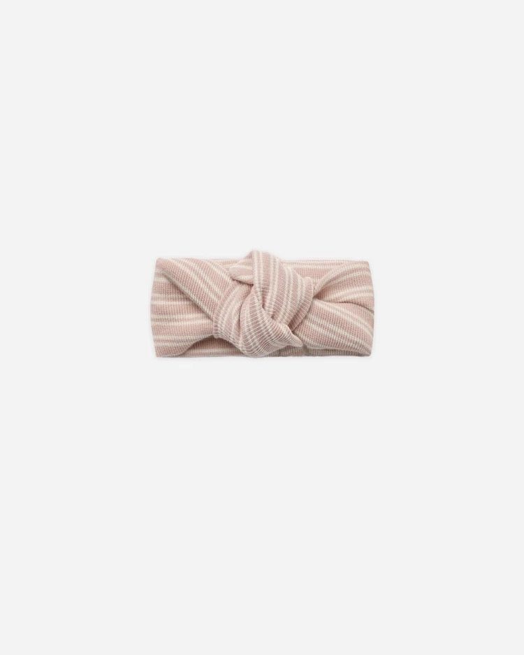 Ribbed Knotted Headband | Dusty Rose Microstripe