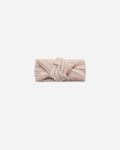 Ribbed Knotted Headband | Dusty Rose Microstripe