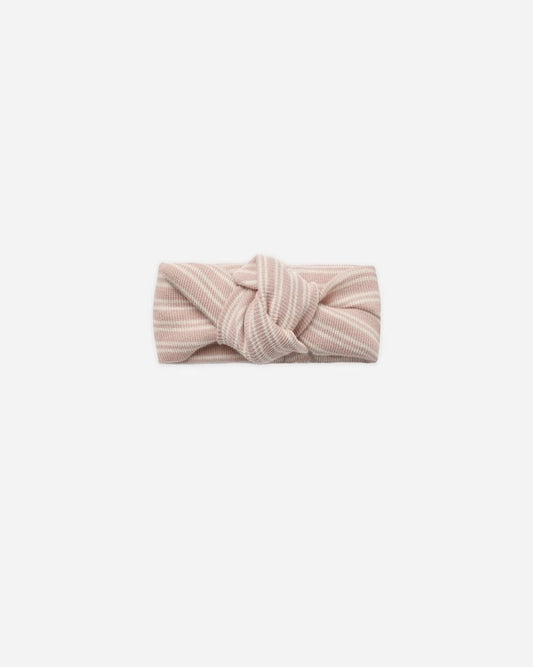 Ribbed Knotted Headband | Dusty Rose Microstripe