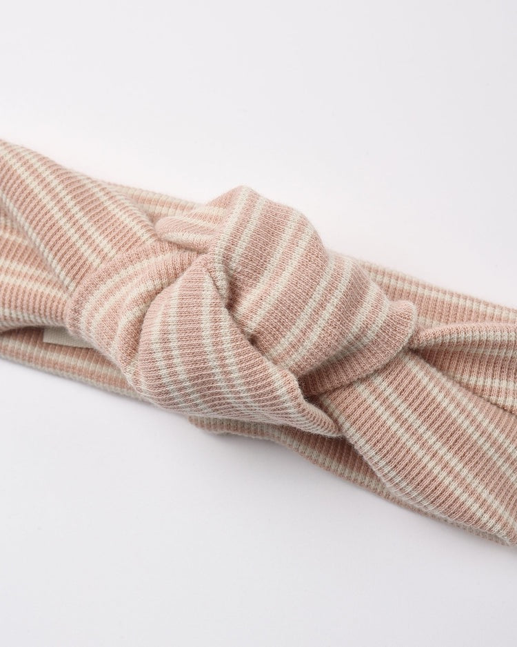 Ribbed Knotted Headband | Dusty Rose Microstripe