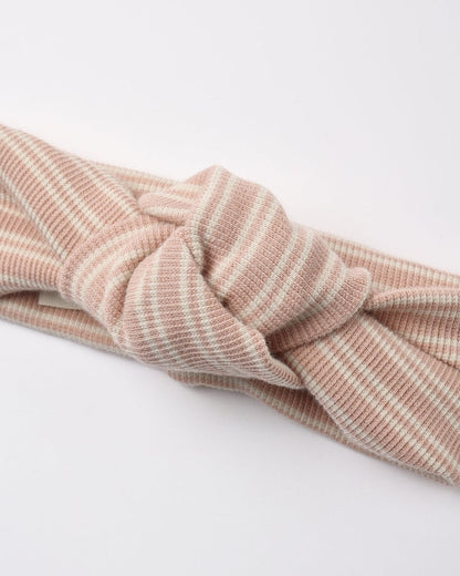 Ribbed Knotted Headband | Dusty Rose Microstripe