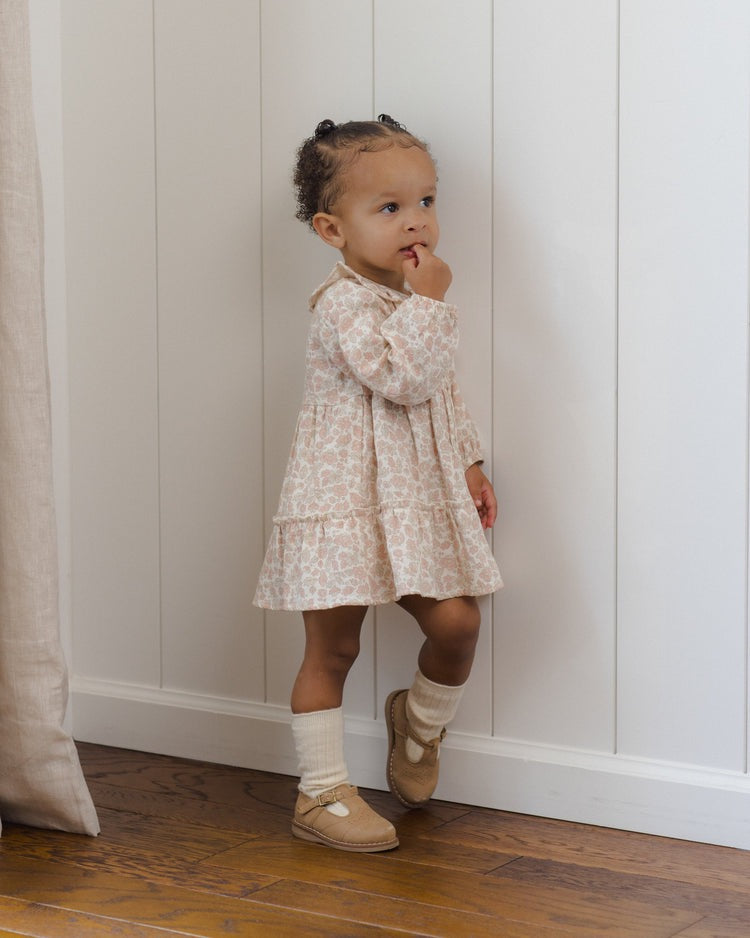 Ruffle Collar Button Dress | Pink Blossom