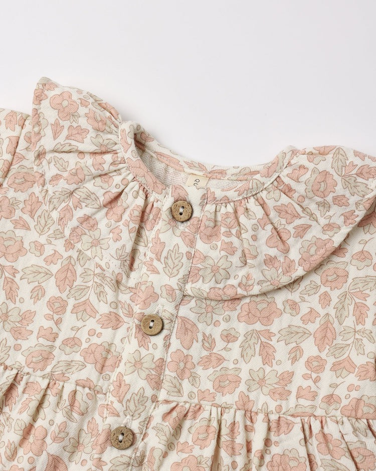 Ruffle Collar Button Dress | Pink Blossom