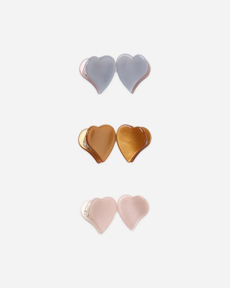 Heart Mini Clips | Dusty Blue, Clay & Blush
