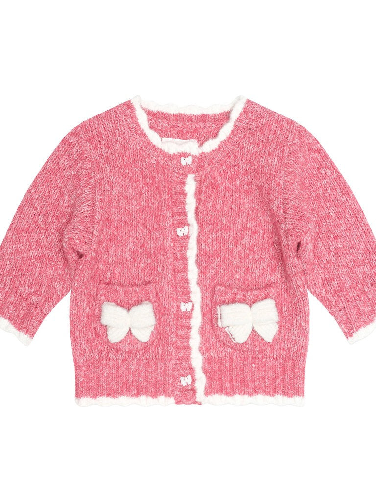 Berry 3D Bow Scalloped Cardi | Dusty Berry