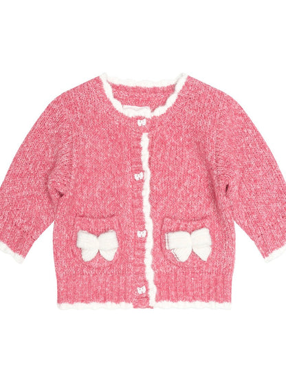 Berry 3D Bow Scalloped Cardi | Dusty Berry
