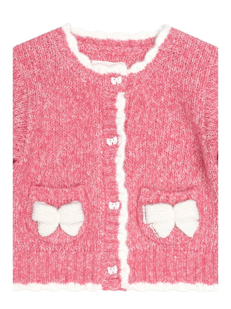 Berry 3D Bow Scalloped Cardi | Dusty Berry