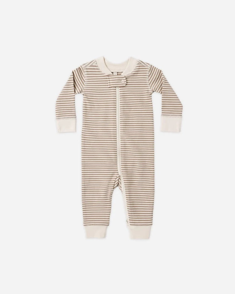 Zip Long Sleeve Sleeper | Almond Stripe