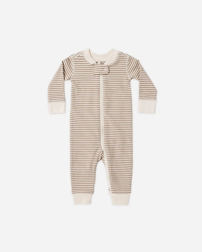 Zip Long Sleeve Sleeper | Almond Stripe