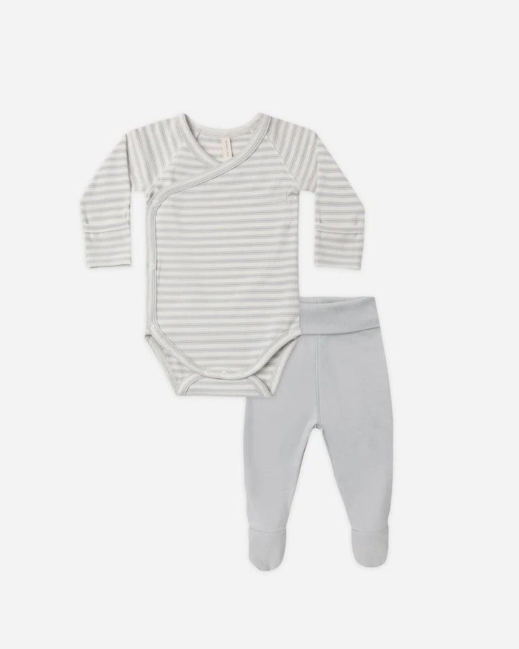 Side Snap Bodysuit + Pant Set | Cloud Stripe