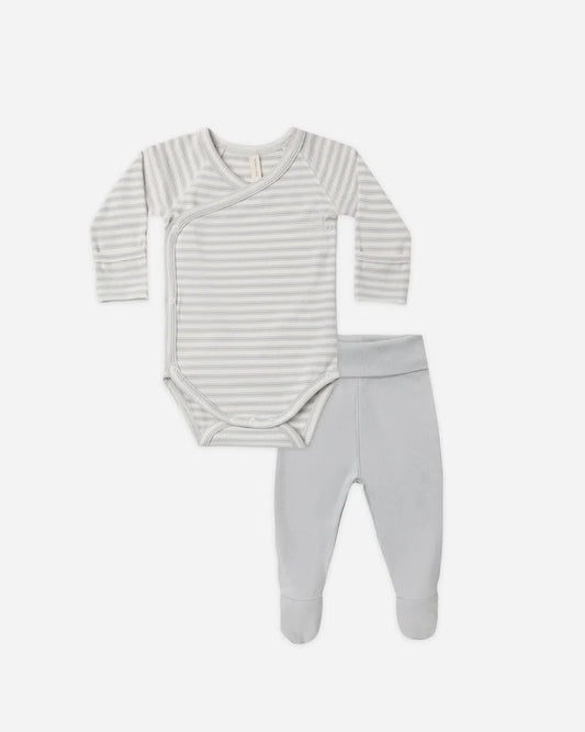 Side Snap Bodysuit + Pant Set | Cloud Stripe