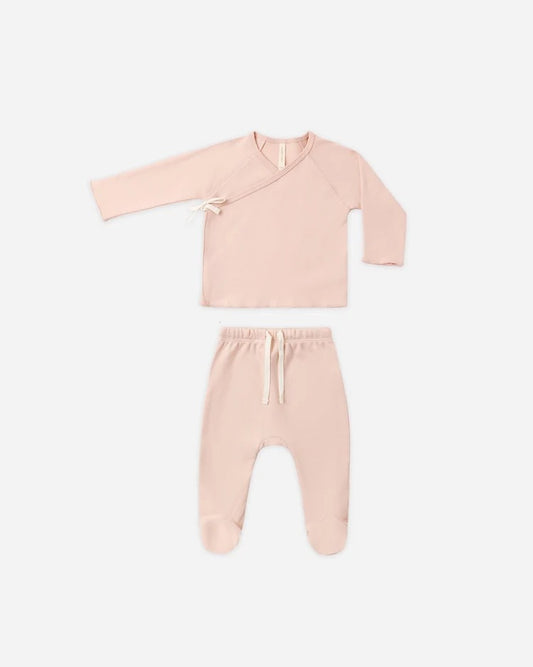 Wrap Top + Footed Pant Set | Dusty Rose