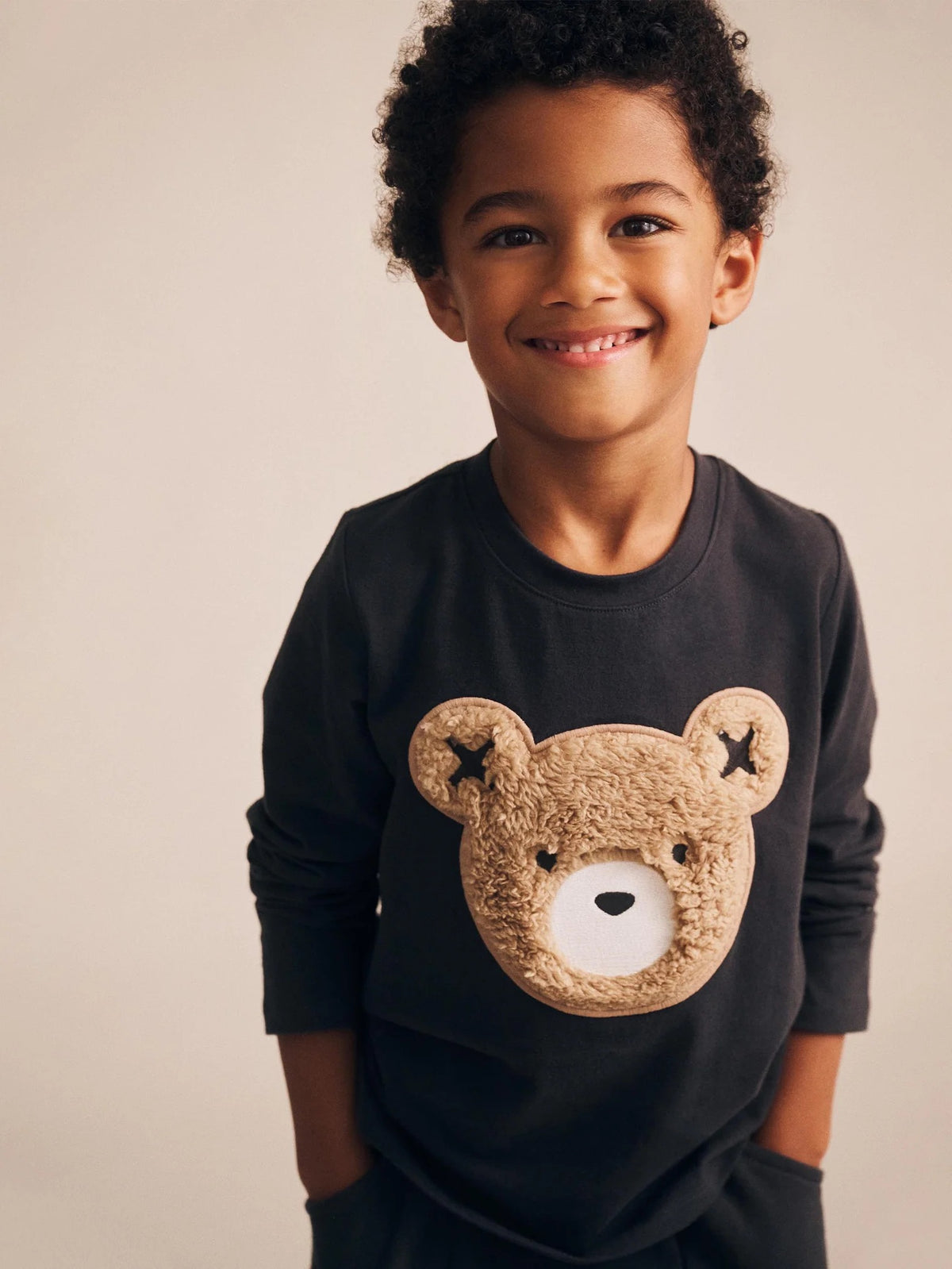 Furry Huxbear Sweatshirt + Moto Trackpant | Soft Black