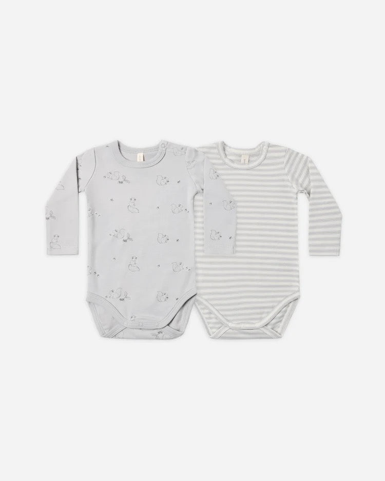 Jersey Bodysuit, 2 Pack | Squirrel & Cloud Stripe