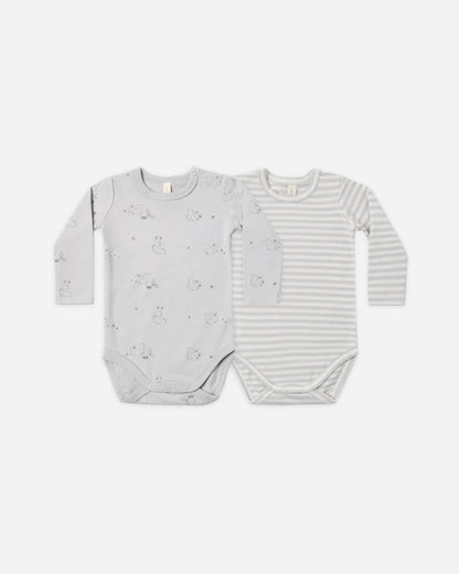 Jersey Bodysuit, 2 Pack | Squirrel & Cloud Stripe