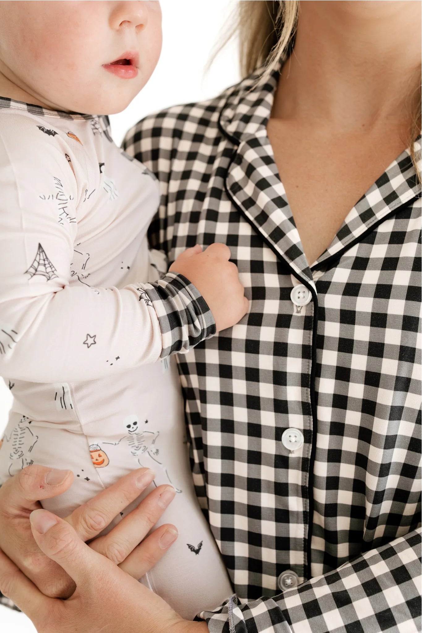 Black and Cream Gingham Women's Long Sleeve Ruffle Set