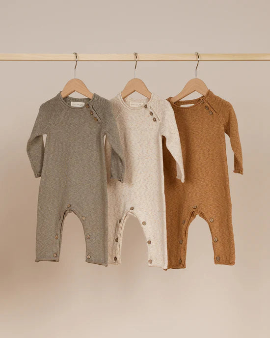 Cozy Heather Knit Jumpsuit || Speckled Natural