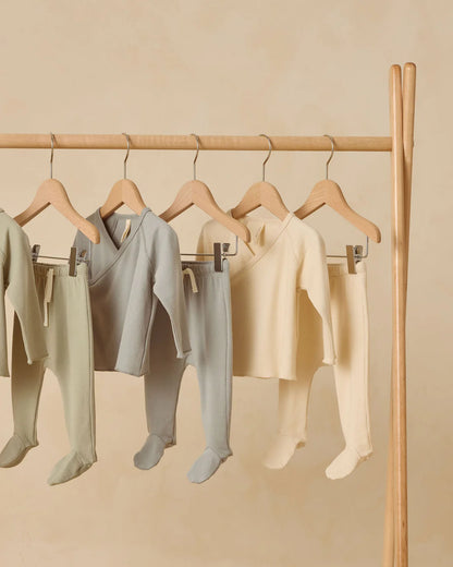 Wrap Top + Footed Pant Set || Natural
