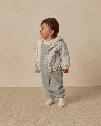 Hooded Woven Jacket || Blue Gingham