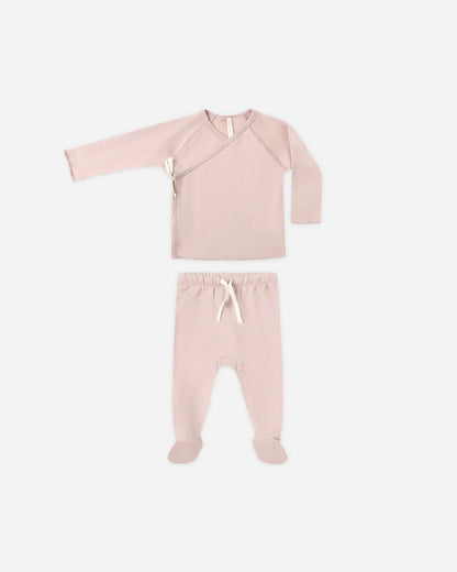 Wrap Top + Footed Pant Set || Rose