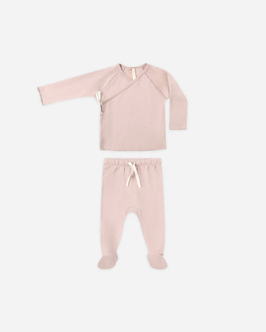 Wrap Top + Footed Pant Set || Rose
