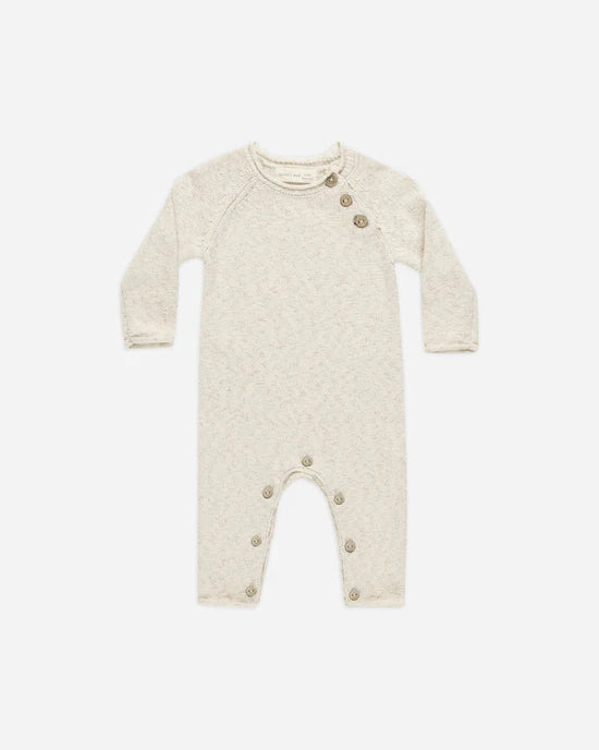 Cozy Heather Knit Jumpsuit || Speckled Natural