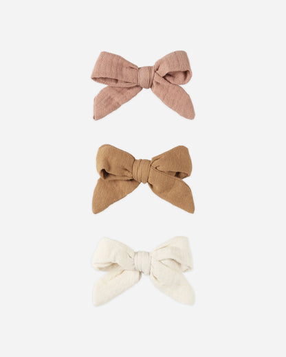 Bow W. Clip, Set of 3 || Rose, Natural, Golden