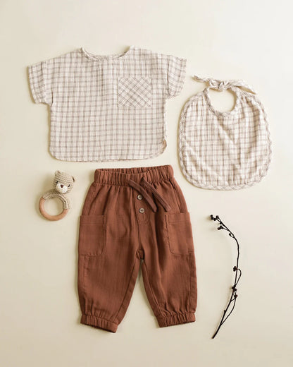 Woven Boxy Top || Cedar Check