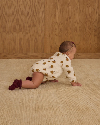 Long Sleeve Bubble Romper || Golden Apples