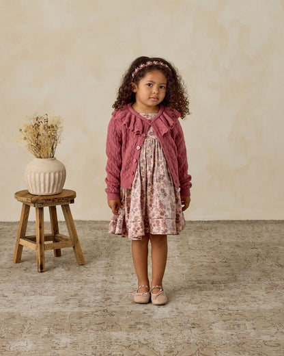 Ruffle Cardigan | Raspberry