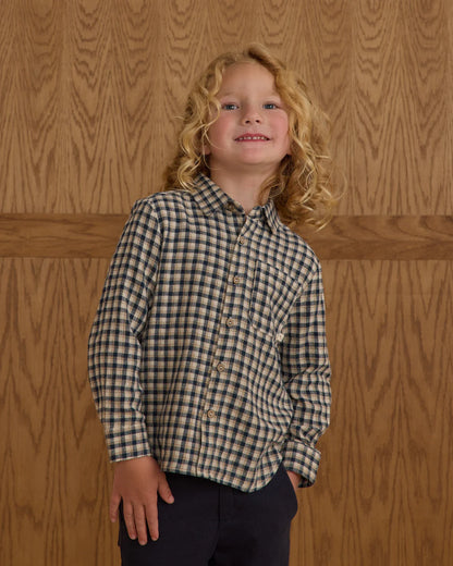 Collared Long Sleeve Shirt || Navy  Check