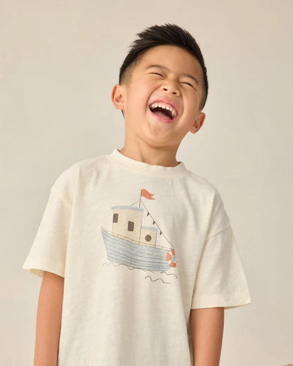 Relaxed Tee Tug Boat + Perry Short Heathered Cocoa